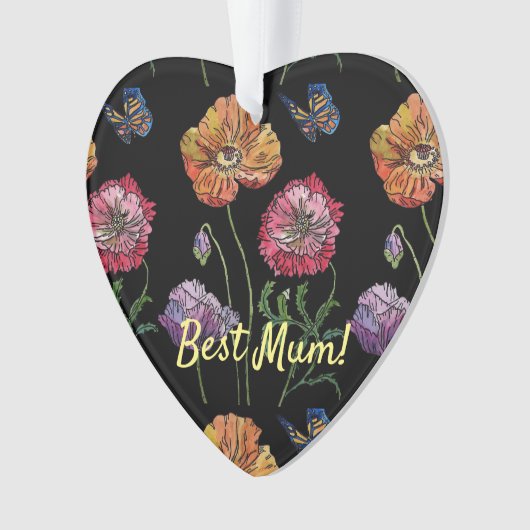 かわいらしブラックウォーター絵画カラーのママ オーナメント (正面)