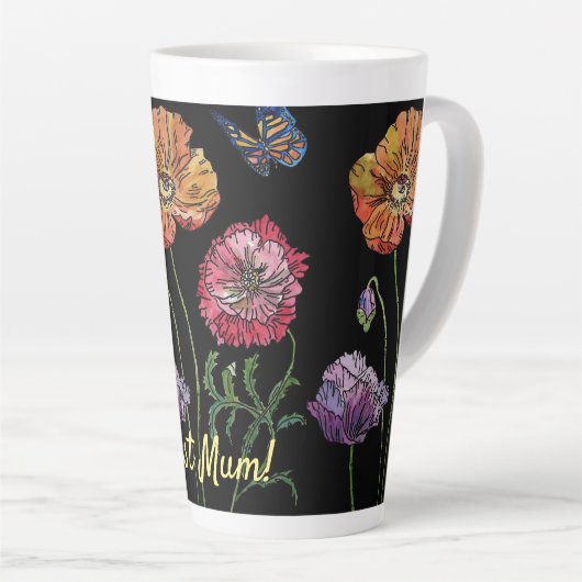 かわいらしブラックウォーター絵画カラーのママ カフェラテマグ (右アングル)