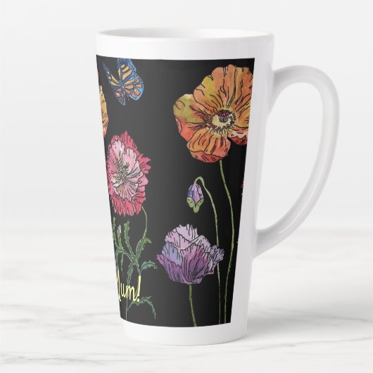 かわいらしブラックウォーター絵画カラーのママ カフェラテマグ (右)