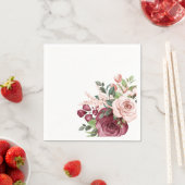 かわいらしブルゴーニュとピンクの水色の花 スタンダードカクテルナプキン (インサイチュ)