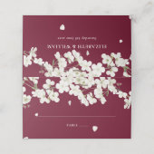 かわいらしブルゴーニュ白い花のフローラ結婚 プレイスカード (外部開封)