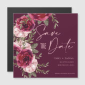 かわいらしブルゴーニュ・ピーチフローラ結婚発表 マグネット招待状 (正面/裏面)