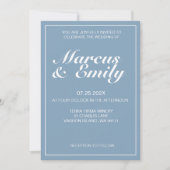 かわいらしブルーとホワイトモダンミニマ結婚リスト 招待状 (正面)