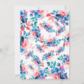 かわいらしブ色彩の鮮やかルーとピンクのフローラ退職パーティー 招待状 (裏面)