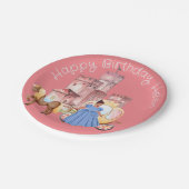 かわいらしプリンセスと城の編集可能文字 ペーパープレート (アングル)