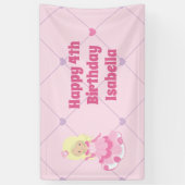 かわいらしプリンセスガールピンクカスタム子供の誕生日 横断幕 (縦)
