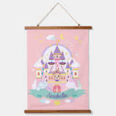 かわいらしプリンセスパーソナライズされたピンクウォールタペストリー 吊り下げ型タペストリー (正面)
