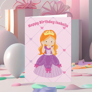 かわいらしプリンセスピカスタムンクレッドヘッドガール誕生日 カード