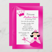 かわいらしプリンセス誕生会の招待 招待状 (正面/裏面)