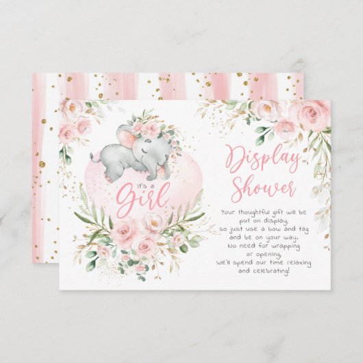 かわいらしベビーゾウ赤面バラディスプレイシャワー エンクロージャーカード (正面/裏面)