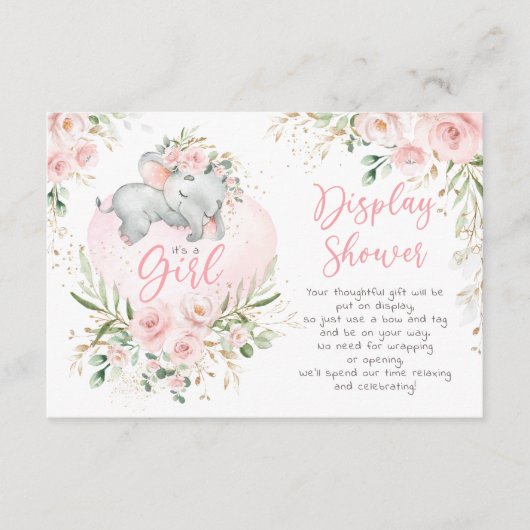 かわいらしベビーゾウ赤面バラディスプレイシャワー エンクロージャーカード (正面)