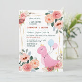 かわいらしベビー恐竜クラウン気球グラディエント水 招待状 (スタンド正面)