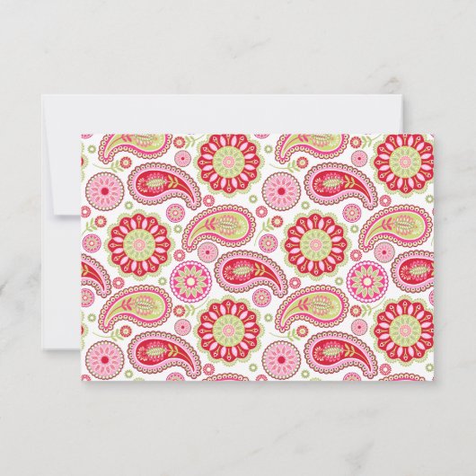 かわいらしペイズリーウェディングRSVPカード 出欠カード (裏面)