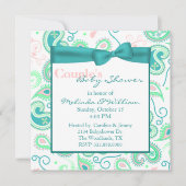 かわいらしペイズリーカップルの赤ちゃんシャワー招待状 招待状 (正面)