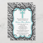 かわいらしペイズリーバプテスマ/《キリスト教》洗礼式や命名式招待状 招待状 (正面/裏面)