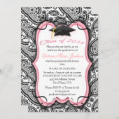 かわいらしペイズリー卒業招待状 招待状 (正面/裏面)