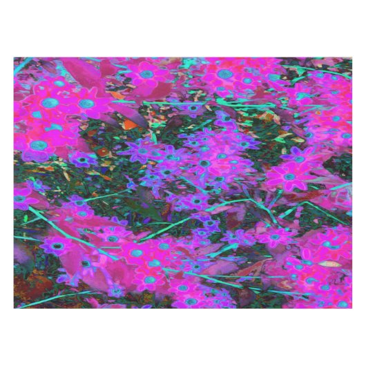 かわいらしホットピンク、マゼンタ、アクアブルー テーブルクロス (正面(横))