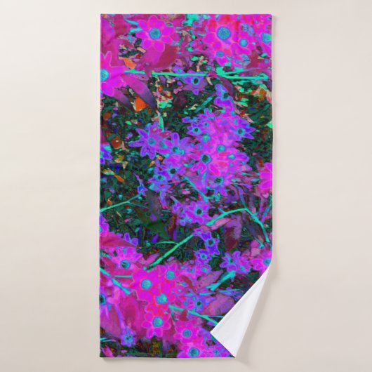 かわいらしホットピンク、マゼンタ、アクアブルー バスタオル (バスタオル)