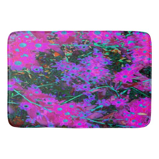 かわいらしホットピンク、マゼンタ、アクアブルー バスマット (正面)