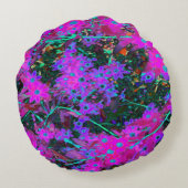 かわいらしホットピンク、マゼンタ、アクアブルー ラウンドクッション (裏面)