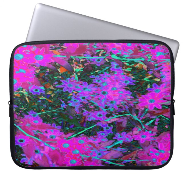 かわいらしホットピンク、マゼンタ、アクアブルー ラップトップスリーブ (正面)