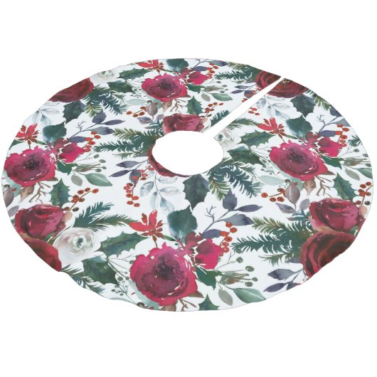 かわいらしホリデーグレナディンレッドミストレトークリスマス ブラッシュドポリエステルツリースカート (アングル)