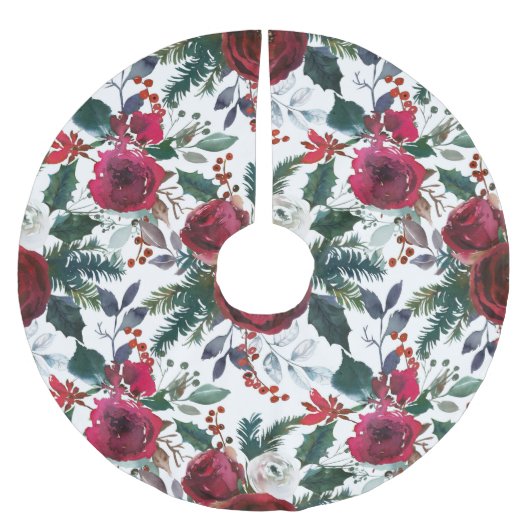 かわいらしホリデーグレナディンレッドミストレトークリスマス ブラッシュドポリエステルツリースカート (正面)