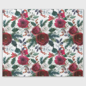 かわいらしホリデーグレナディンレッドミストレトークリスマス ラッピングペーパー (フラット)