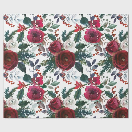 かわいらしホリデーグレナディンレッドミストレトークリスマス ラッピングペーパー (フラット)