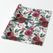 かわいらしホリデーグレナディンレッドミストレトークリスマス ラッピングペーパー (アンロールド)