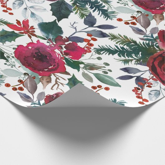 かわいらしホリデーグレナディンレッドミストレトークリスマス ラッピングペーパー (角)