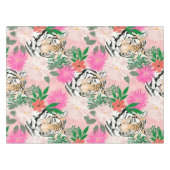 かわいらしホワイトピンクタイガー絵画フローラ テーブルクロス (正面(横))