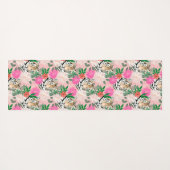 かわいらしホワイトピンクタイガー絵画フローラ ヨガマット (裏面(横))