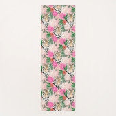 かわいらしホワイトピンクタイガー絵画フローラ ヨガマット (正面)
