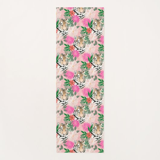 かわいらしホワイトピンクタイガー絵画フローラ ヨガマット
