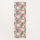 かわいらしホワイトピンクタイガー絵画フローラ ヨガマット (裏面)