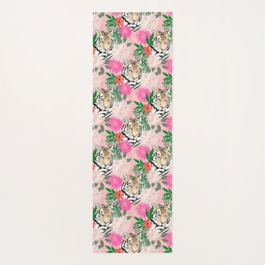 かわいらしホワイトピンクタイガー絵画フローラ ヨガマット (裏面)