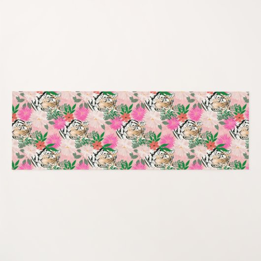 かわいらしホワイトピンクタイガー絵画フローラ ヨガマット (正面(横))