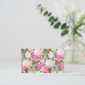 かわいらしホワイトピンクタイガー絵画フローラ 名刺 (スタンド正面)