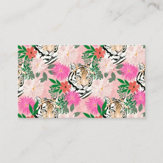 かわいらしホワイトピンクタイガー絵画フローラ 名刺 (正面)