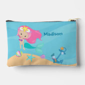 かわいらしマーメイドガールパーソナライズされたキッズビーチ アクセサリーポーチ (裏面)
