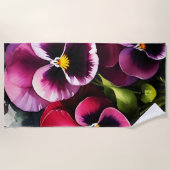 かわいらしマーンダーク赤パン水の色絵を描色 ビーチタオル (正面)