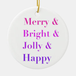 かわいらしメリーカラフルタイポグラフィ セラミックオーナメント