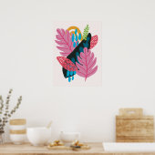 かわいらしモダンイラストレーション葉自然 ポスター (キッチン)