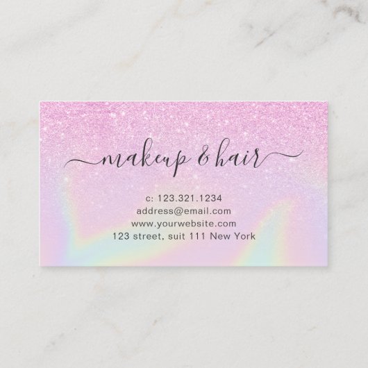 かわいらしモダンエレガントホログラフィー化粧 名刺 (裏面)