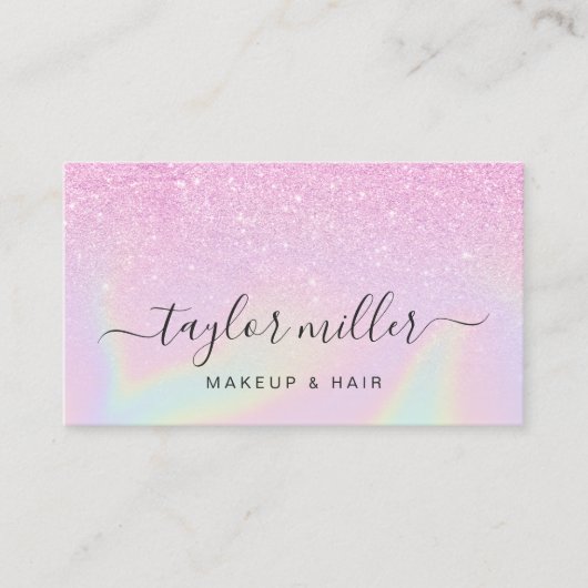 かわいらしモダンエレガントホログラフィー化粧 名刺 (正面)