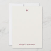 かわいらしモダンカラフル花モノグラム&名前 ノートカード (正面)