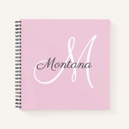 かわいらしモダンガーリー Modogram Pink Gray Name Noteb ノートブック