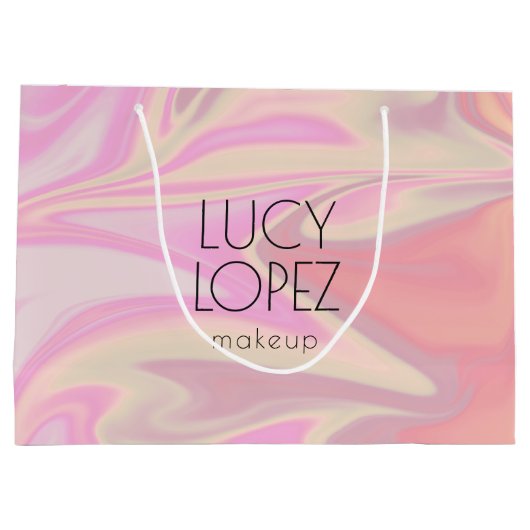 かわいらしモダンスタイリッシュエレガント雛ホログラフィー ラージペーパーバッグ (裏面)