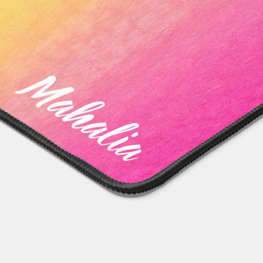 かわいらしモダンピンク色の虹の名前 デスクマット (コーナー)